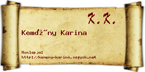 Kemény Karina névjegykártya